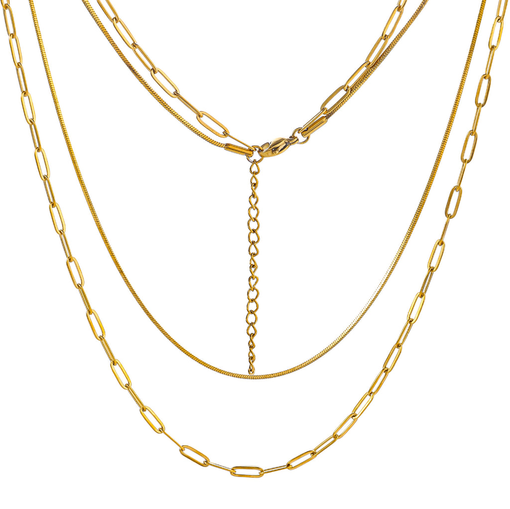 European and American cross-border stainless steel double-layer necklace square snake chain long cross chain 18K vacuum electroplated clavicle titanium steel necklace