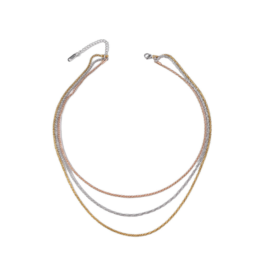 Cross-border stainless steel multi-layer stacked necklace female versatile does not fade high-end jewelry wholesale ins wind collarbone chain