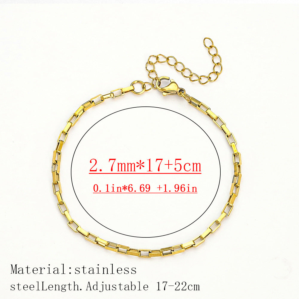 Cross-border women's fashion titanium steel bracelet European and American hot sale plated 18K real gold fashion versatile jewelry stainless steel bracelet