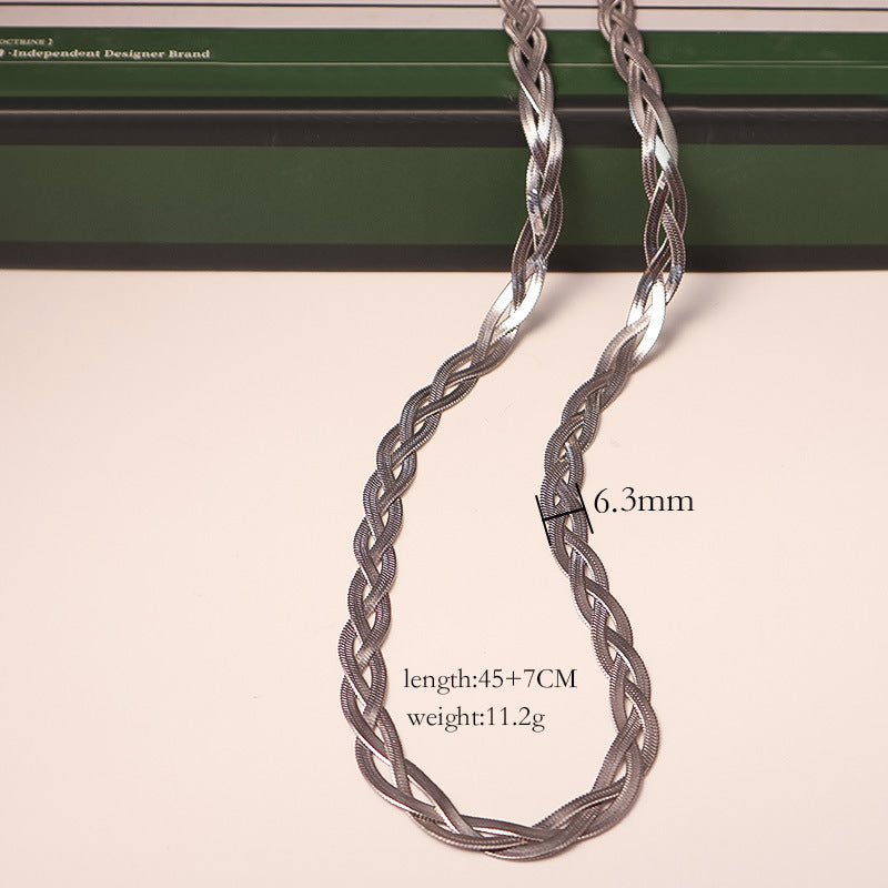 Amazon European and American Simple Vintage Men's and Women's Blade Chains Stainless Steel Twist Flat Snake Bone Chains Necklaces Bracelets Wholesale