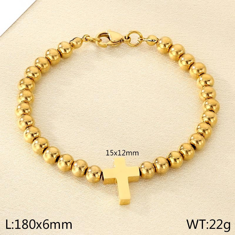 Gold & Silver Cross Beaded Bracelet
