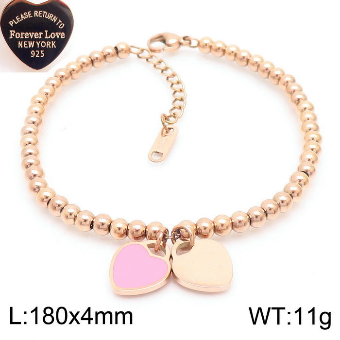 Gold Heart Charm Jewelry Set with Green Enamel Pendant