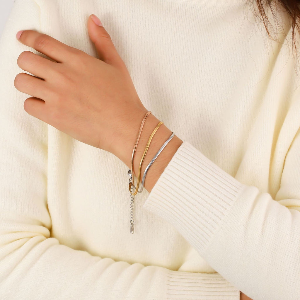 Stainless Steel Snake Bone Chain Bracelet Women's European and American Trend Fashion Furnace 18K Vacuum Electroplating Titanium Steel Push Bracelet