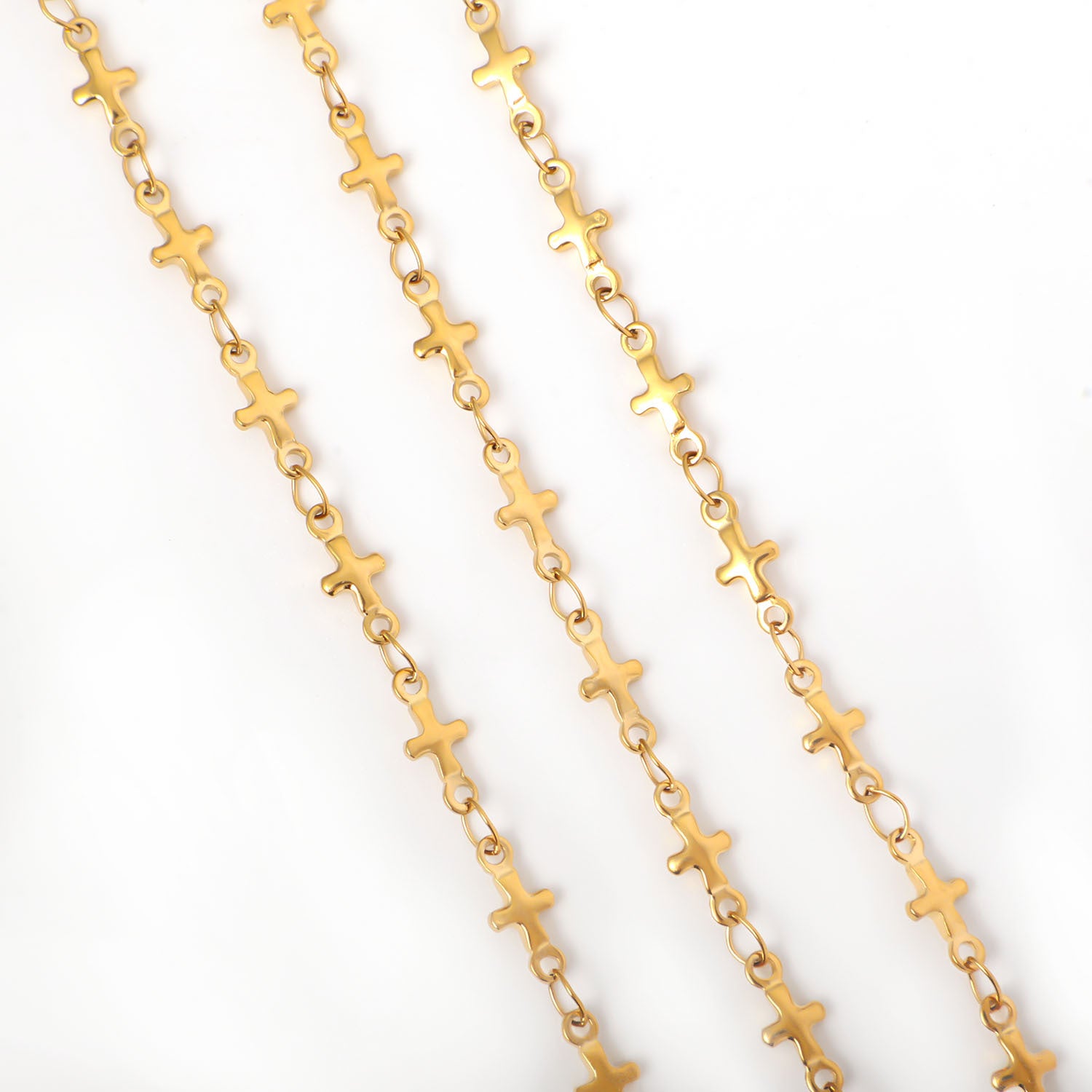 Cross-border stainless steel leaf wavy cross necklace, fashion creative DIY handmade chain jewelry accessories wholesale