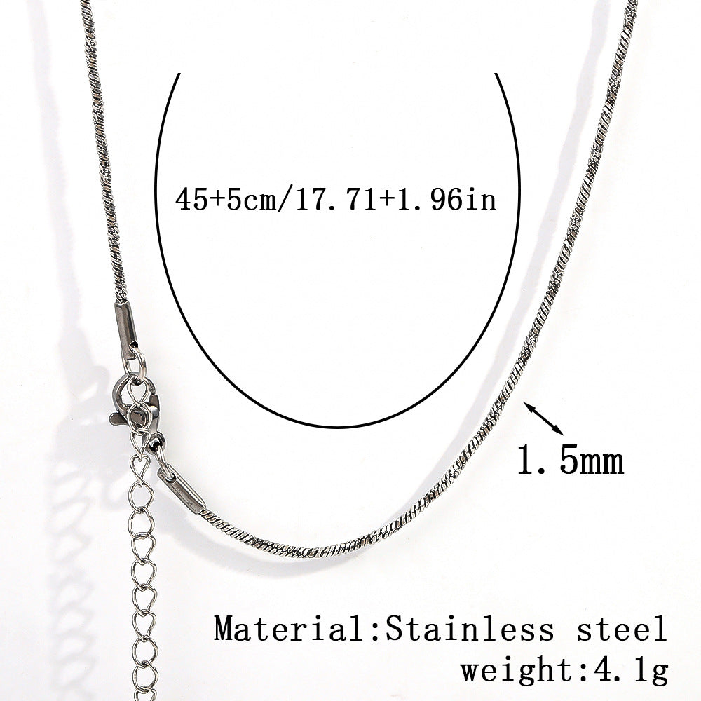 Cross-border stainless steel necklace, 18K real gold-plated snake bone chain fashion collarbone chain plain chain versatile women's titanium steel necklace