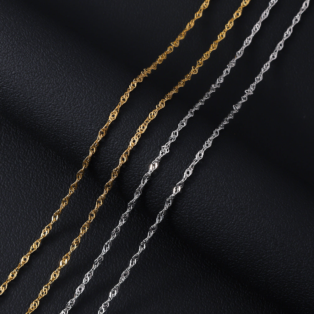 Europe and the United States hot-selling stainless steel water wave chain 18K gold vacuum electroplating clavicle chain women's titanium steel DIY necklace jewelry wholesale