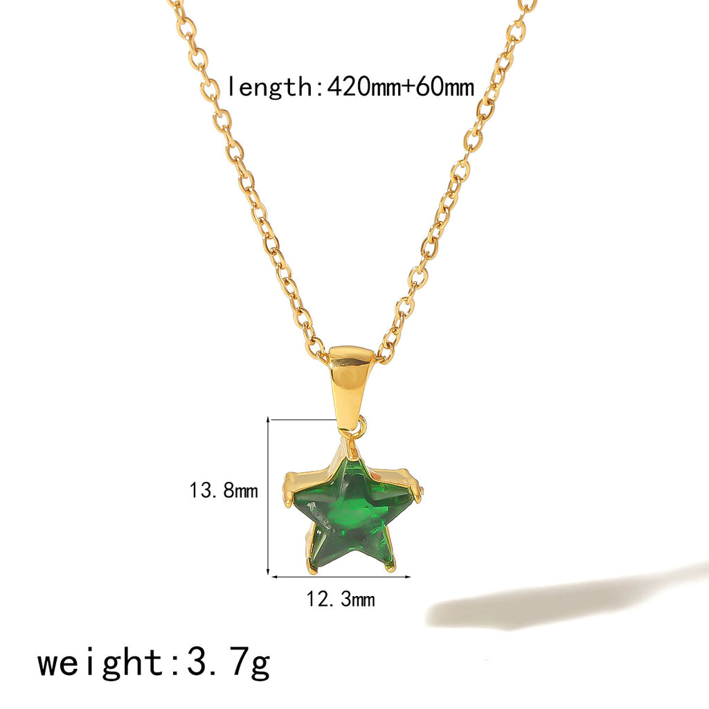 Cross-border new titanium steel high-end fashion necklace 18k Venus star diamond-set pendant collarbone chain necklace