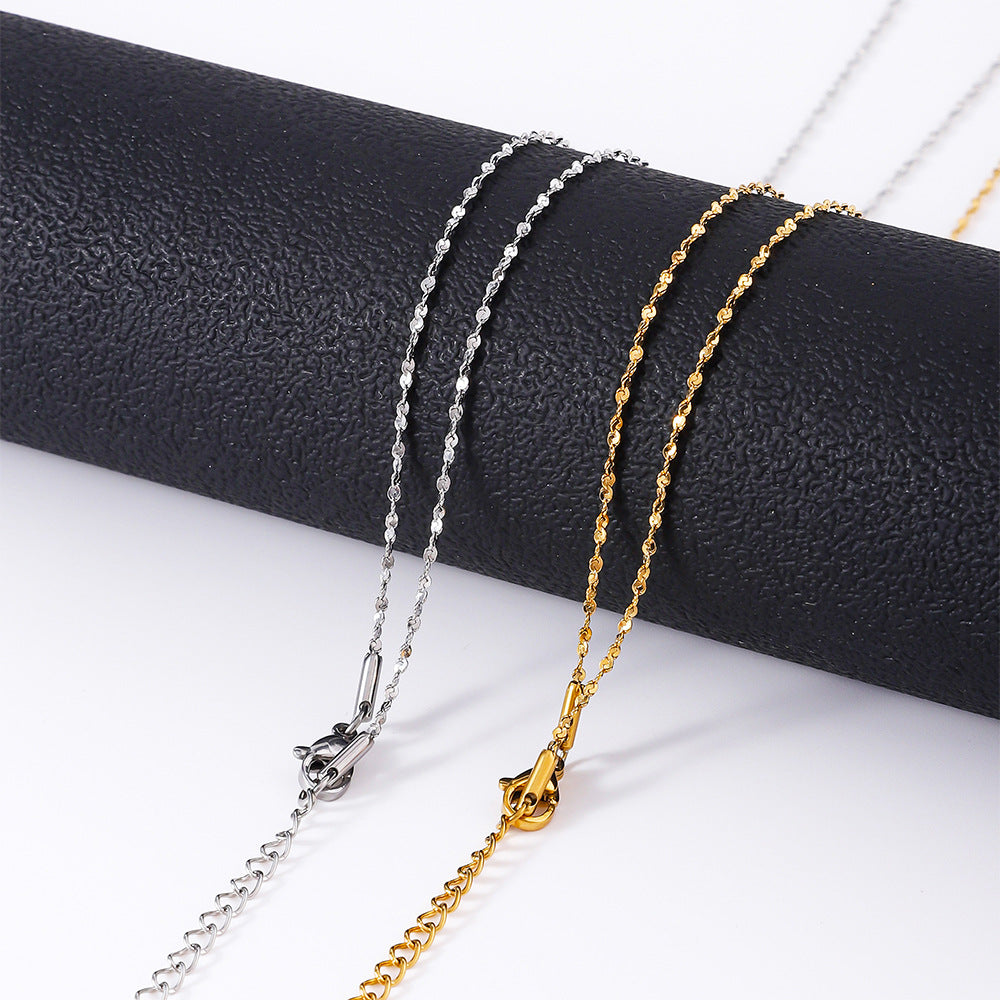 Cross-border stainless steel gypsy necklace women's 18K furnace real gold electroplating simple fashion jewelry men's plain chain wholesale