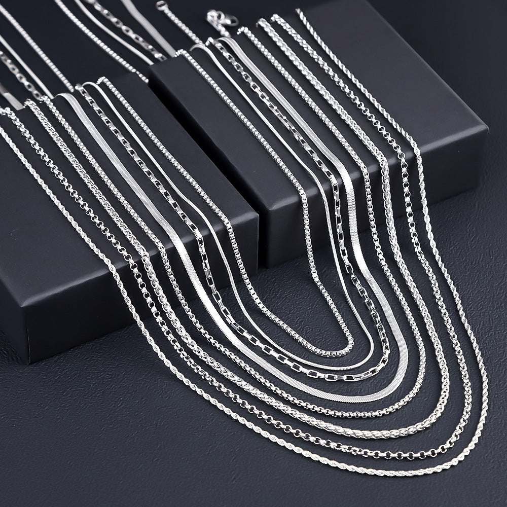 Cross-border men's stainless steel necklace, hot-selling women's collarbone chain chain in Europe and America, versatile high-end titanium steel necklace