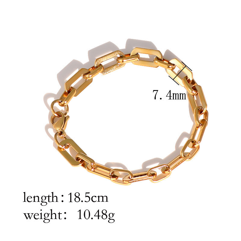 European and American ins high-end bracelet stainless steel 18k gold-plated versatile bracelet niche women's simple jewelry wholesale
