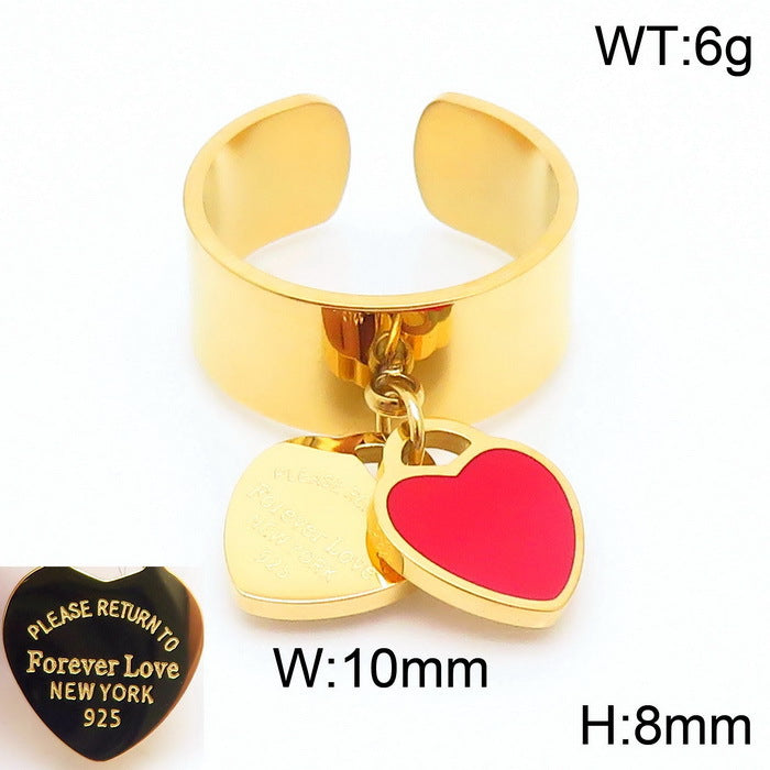 Gold Heart Charm Jewelry Set with Green Enamel Pendant