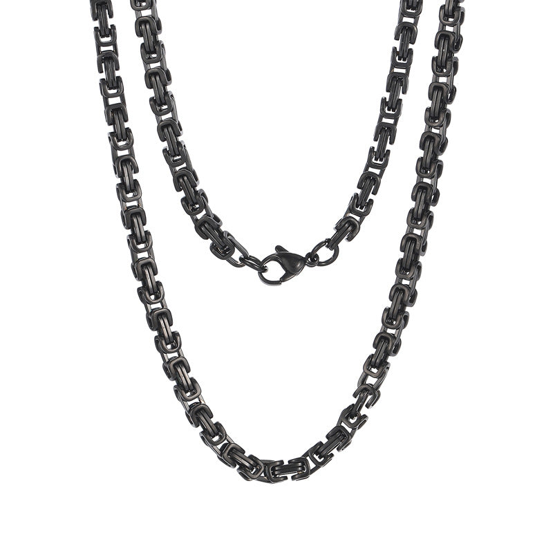 European and American ins cross-border hip-hop 4mm wide multi-color imperial chain titanium steel Byzantine return chain stainless steel necklace accessories