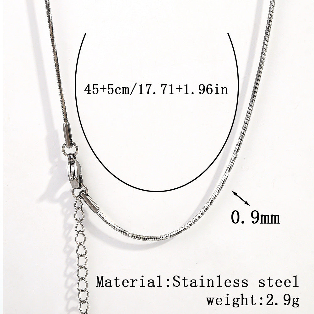 Cross-border women's stainless steel necklace, 18K real gold snake bone chain plain chain fashion collarbone chain versatile titanium steel necklace