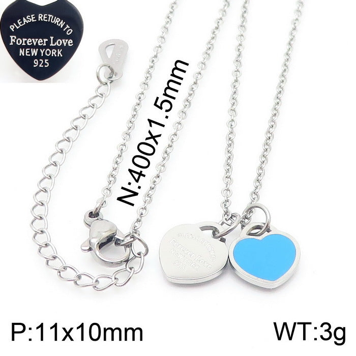 Gold Heart Charm Jewelry Set with Green Enamel Pendant