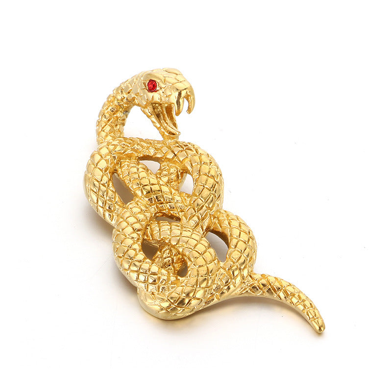 European and American cross-border new personalized trend stainless steel 18k gold zodiac snake pendant, Year of the Snake accessories, pendant accessories