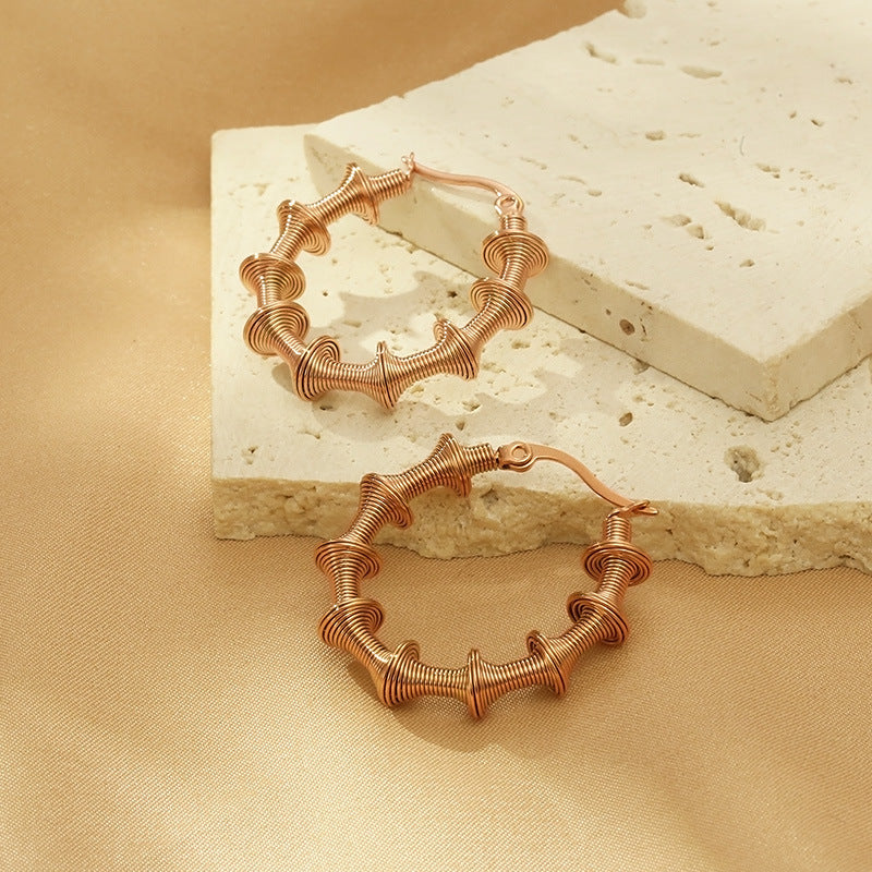 Bamboo Textured Hoop Earrings