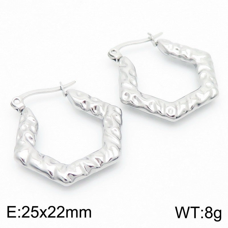 Hammered Hexagon Hoop Earrings