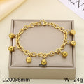 Simple stainless steel 18K gold bohemian round bead bracelet niche design jewelry bell spot bracelet wholesale