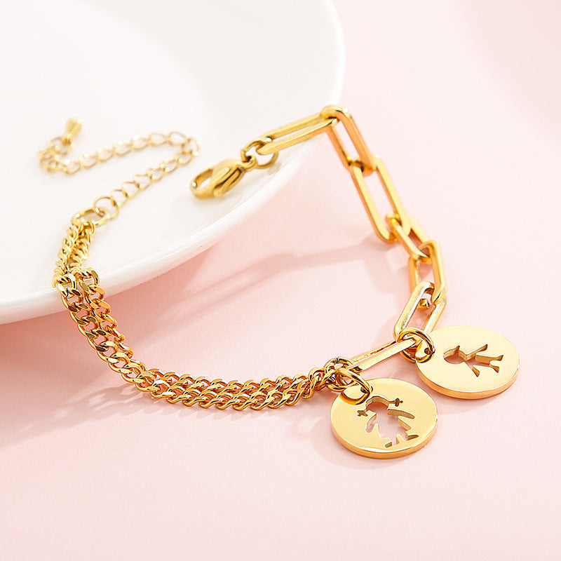 Boy & Girl Silhouette Layered Bracelet