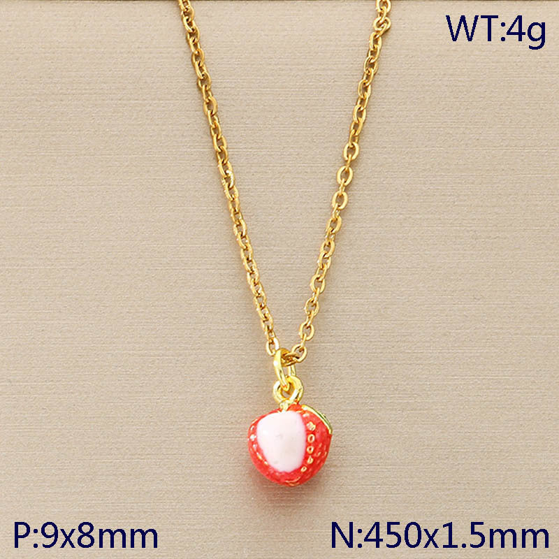 Textured Fruit & Sun Charm Gold Necklace