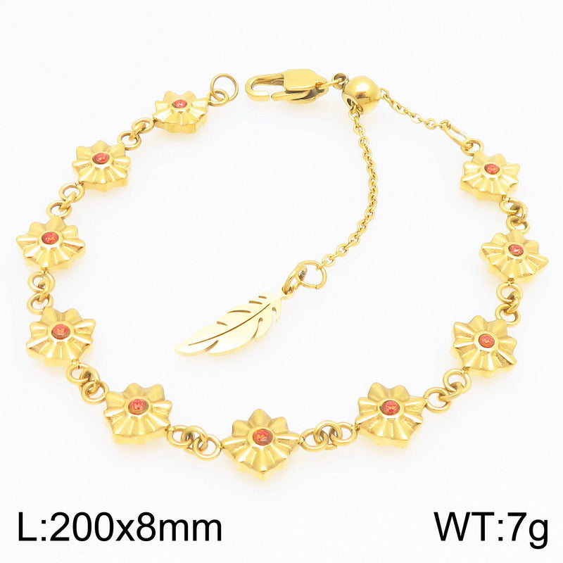 New simple design stainless steel twelve-color four-pointed star bracelet simple and high-end birthstone accessory accessories