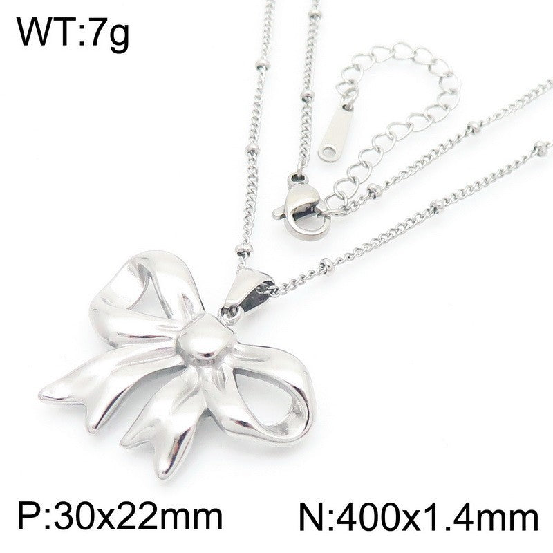 Minimalist Bow Pendant & Stud Earrings