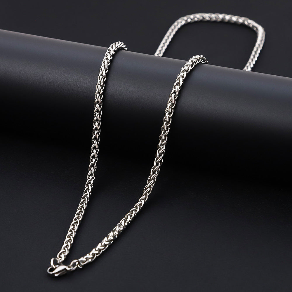 Cross-border men's stainless steel necklace, hot-selling women's collarbone chain chain in Europe and America, versatile high-end titanium steel necklace