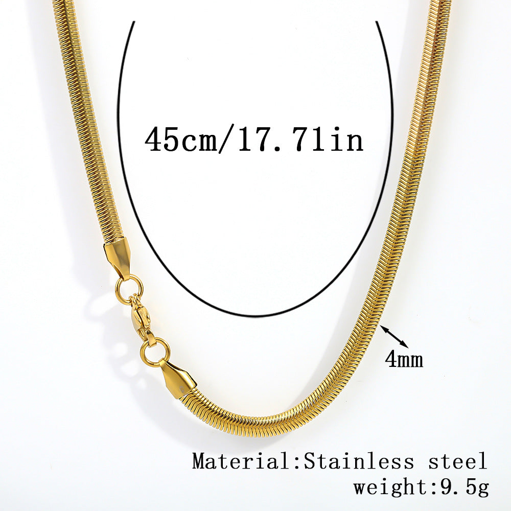 Cross-border women's stainless steel necklace, 18K real gold snake bone chain plain chain fashion collarbone chain versatile titanium steel necklace
