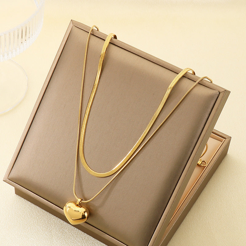 Minimal Heart Snake Chain Necklace
