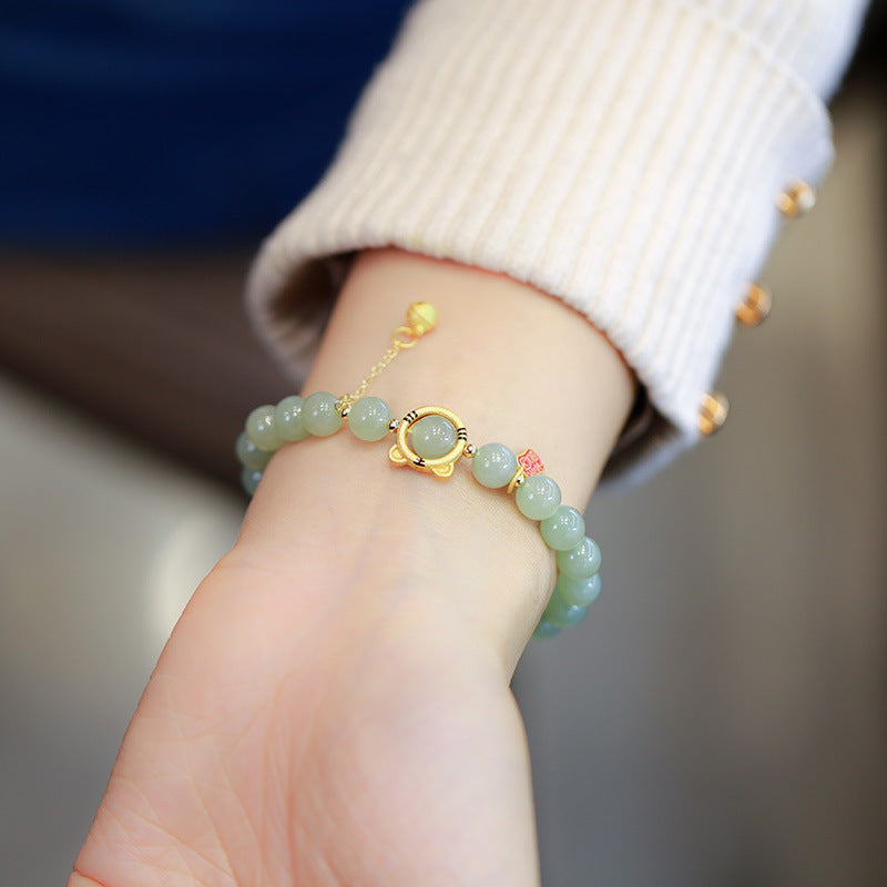 虎年和田玉手链串珠女士轻奢高级感国风文玩佛珠手饰手串