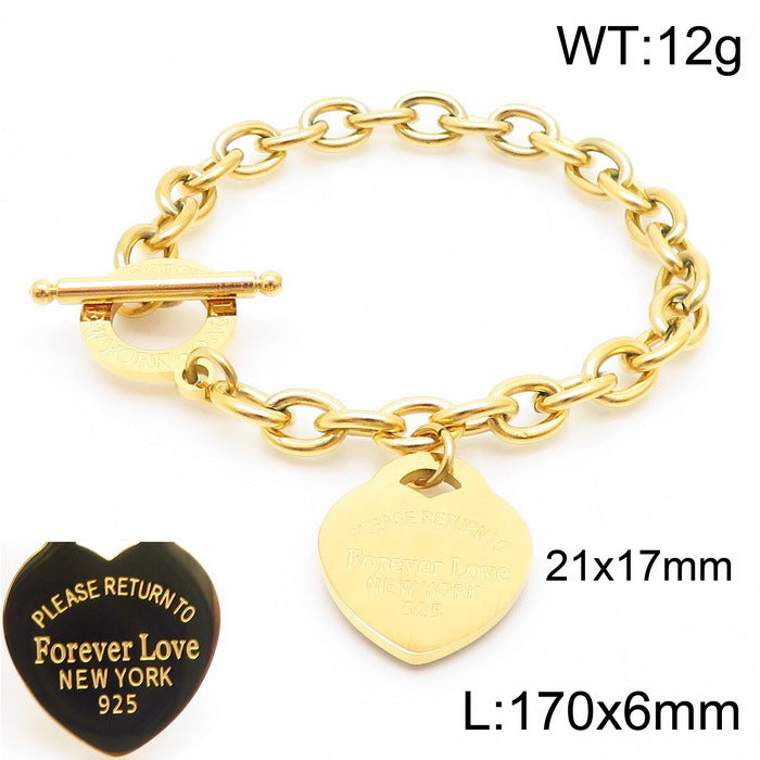Gold Heart Charm Jewelry Set with Green Enamel Pendant