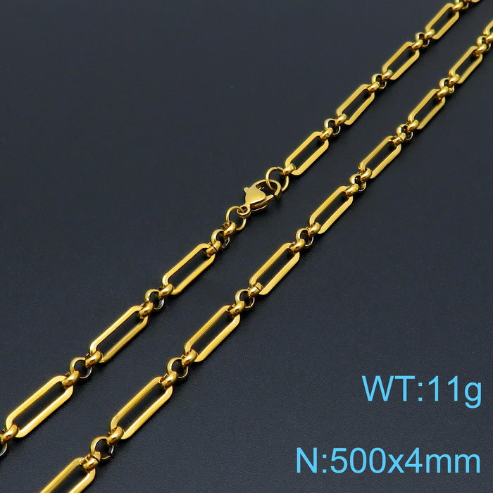 Elongated Rectangle Link Chain Necklace