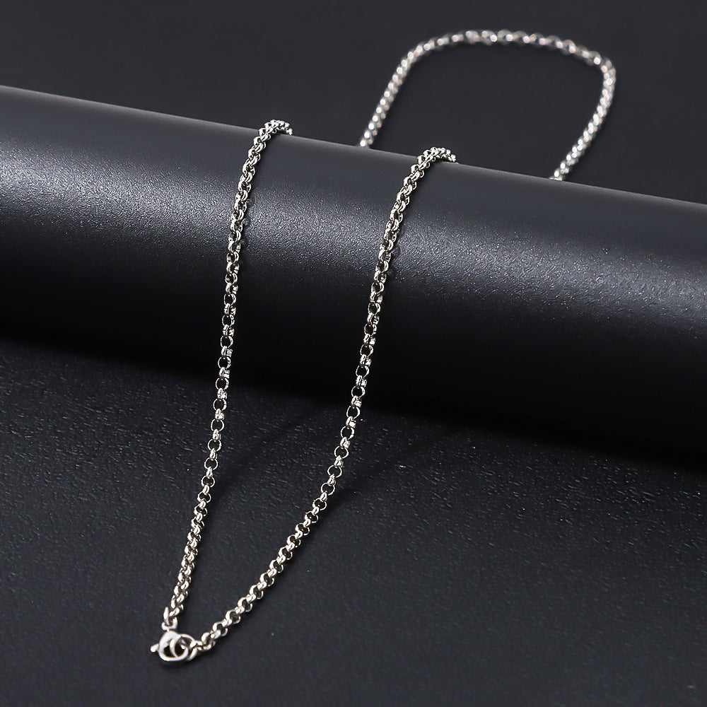 Cross-border men's stainless steel necklace, hot-selling women's collarbone chain chain in Europe and America, versatile high-end titanium steel necklace