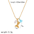 Cross-border European and American marine elements stainless steel necklace women's versatile high-end dripping oil 18k dolphin shell sweater chain