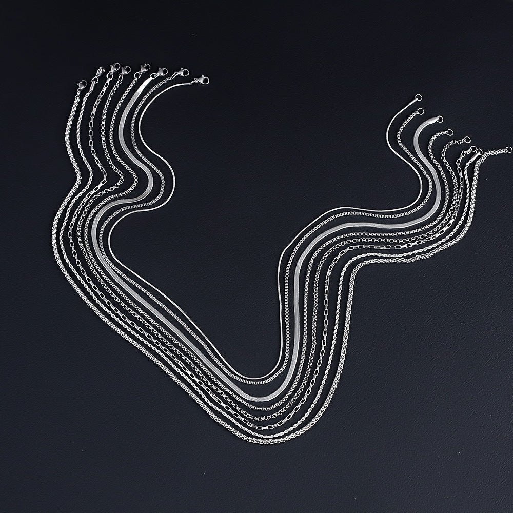 Cross-border men's stainless steel necklace, hot-selling women's collarbone chain chain in Europe and America, versatile high-end titanium steel necklace