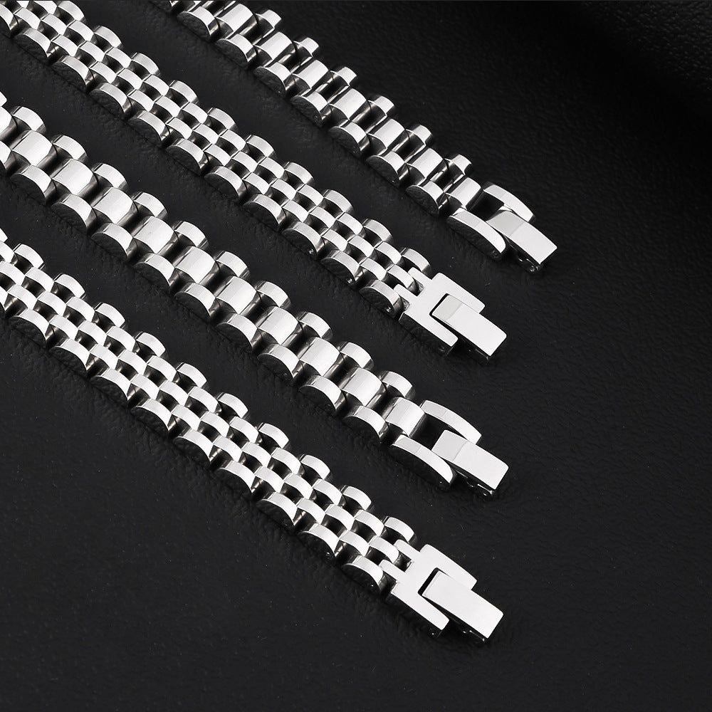 Stainless Steel Watch Bracelet Cross-Border Hot Selling Fashion Simple Women's Watch Strap Jewelry Jewelry Hand Ornament Men's Titanium Steel Bracelet