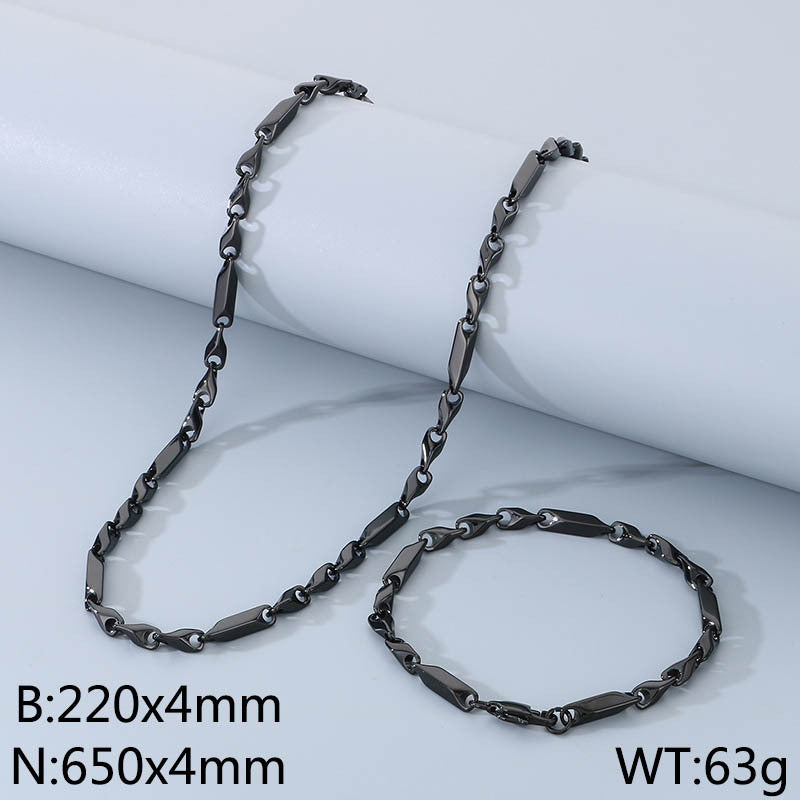 European and American fashion stainless steel set, titanium steel stick chain, rhombus chain, bracelet, necklace with chain accessories, spot wholesale