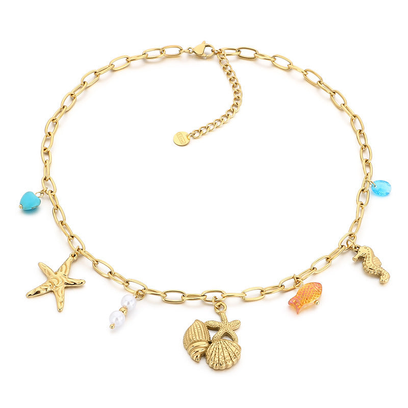 Ocean Charm Layered Gold Necklace