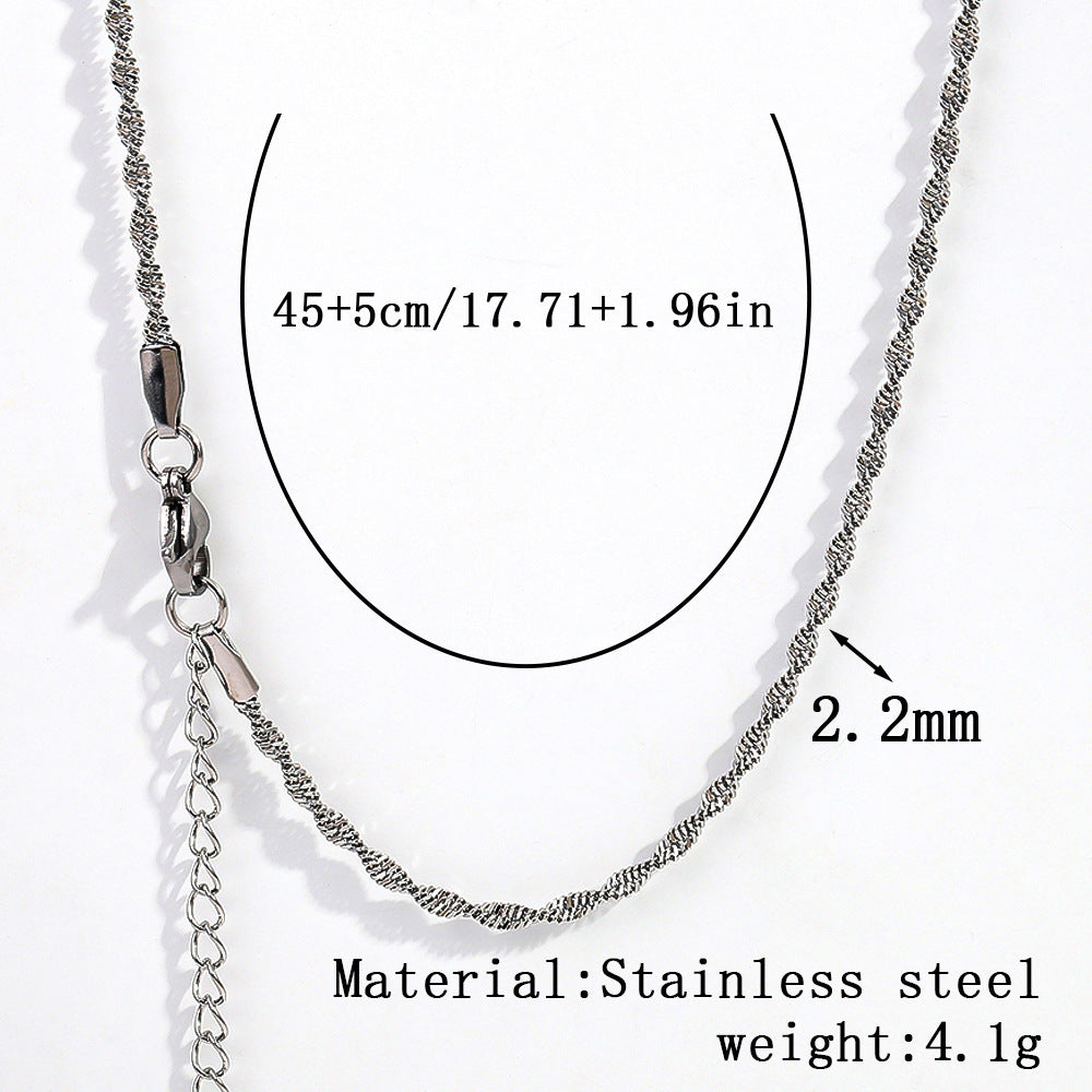 Cross-border women's stainless steel necklace, 18K real gold snake bone chain plain chain fashion collarbone chain versatile titanium steel necklace