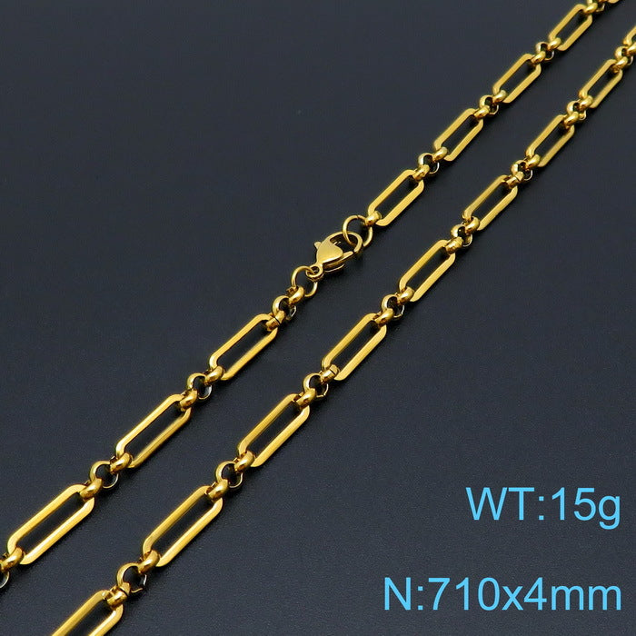 Elongated Rectangle Link Chain Necklace