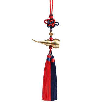 铜葫芦中国结汽车挂件车内挂饰南海普陀纯铜车挂五帝钱后视镜挂饰