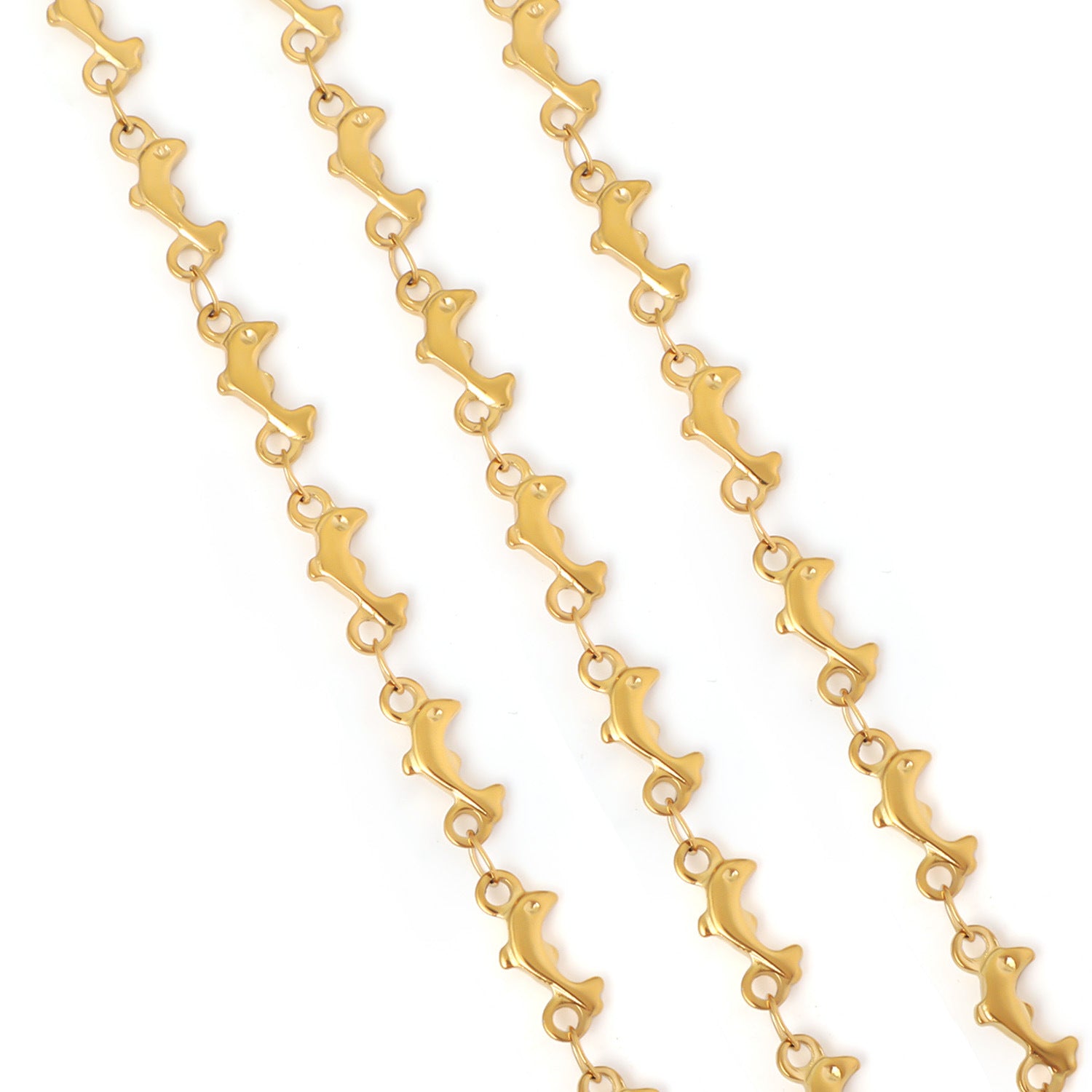 European and American cross-border stainless steel vacuum electroplating gold peach heart dolphin five-pointed star necklace handmade chain jewelry accessories wholesale