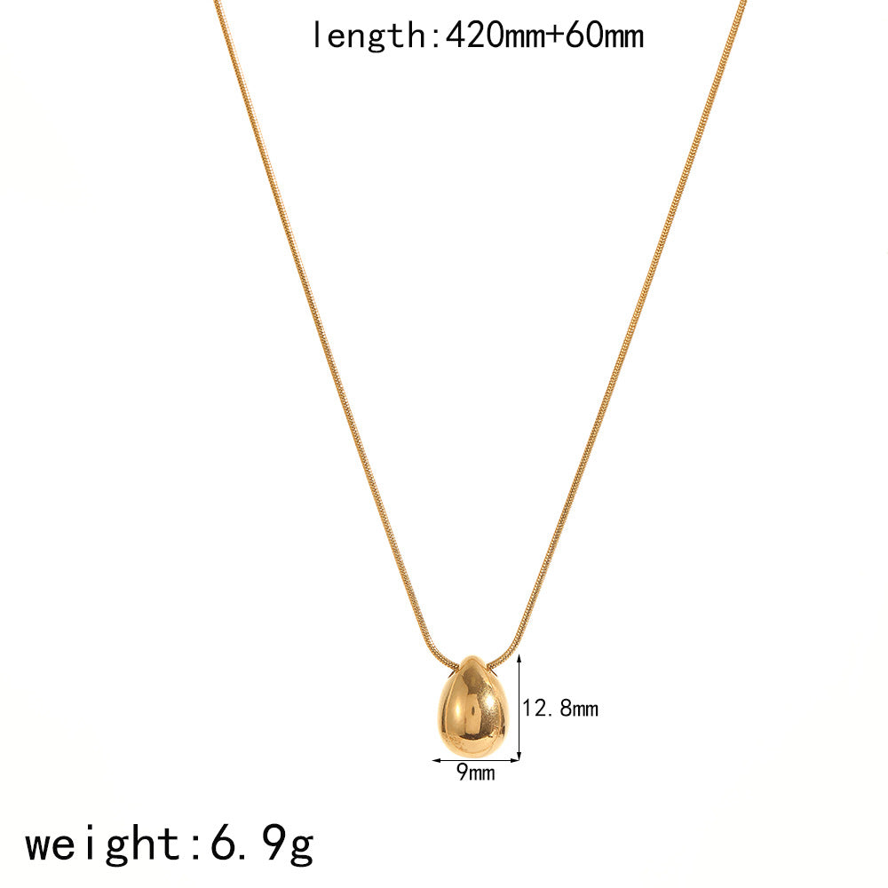 Cross-border European and American 18k gold water drop necklace, titanium steel does not fade, fashionable and simple versatile stainless steel collarbone chain necklace