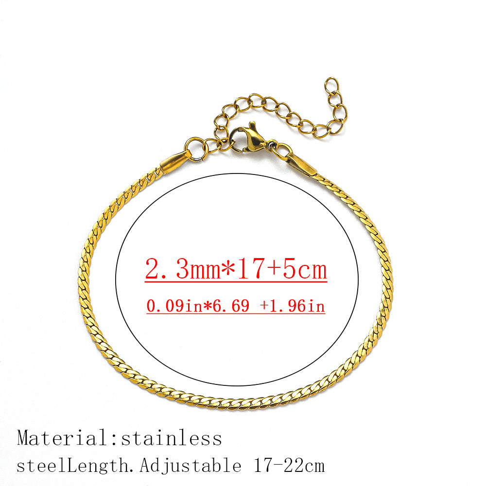 Cross-border women's fashion titanium steel bracelet European and American hot sale plated 18K real gold fashion versatile jewelry stainless steel bracelet