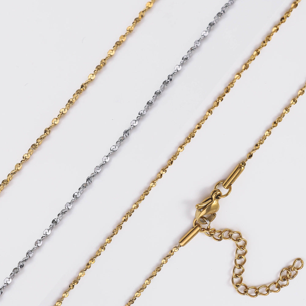 Cross-border stainless steel gypsy necklace women's 18K furnace real gold electroplating simple fashion jewelry men's plain chain wholesale