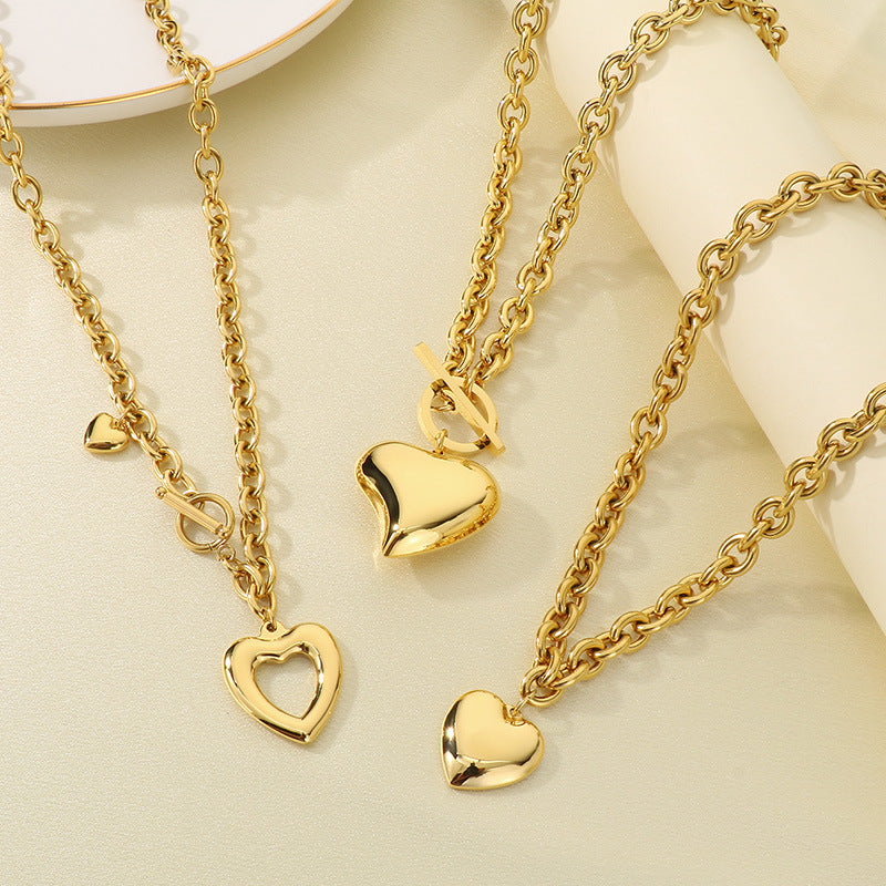 Heart Toggle Layered Chain Necklace