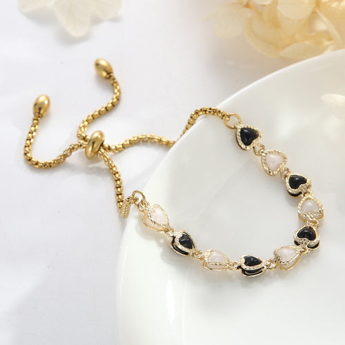 Adjustable Heart Pearl Bracelet