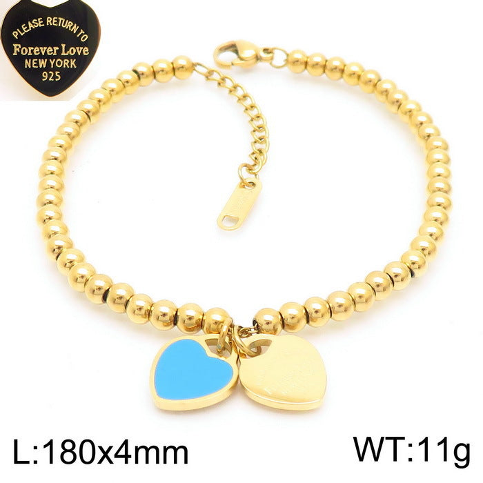 Gold Heart Charm Jewelry Set with Green Enamel Pendant