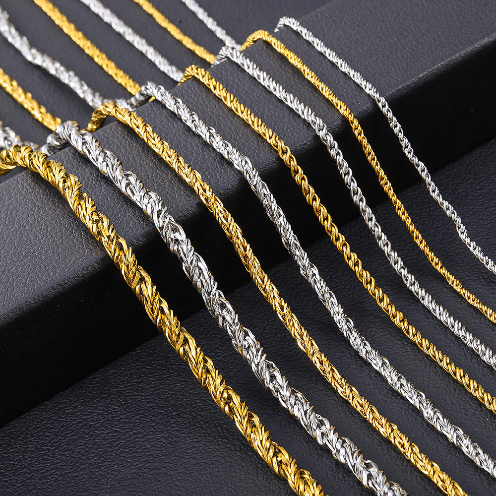 Cross-border hot sale stainless steel twist chain necklace men's hip hop trend sweater chain women's clavicle titanium steel necklace