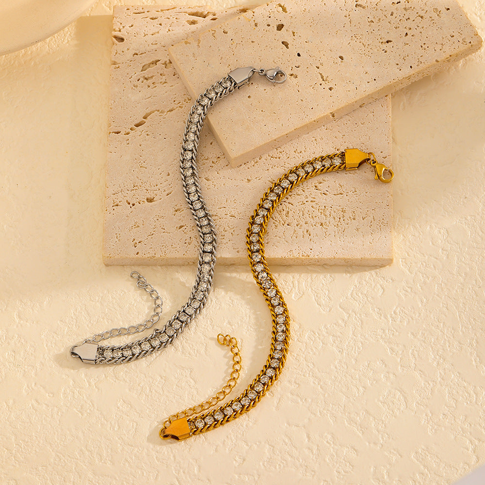 Cross-border explosion light luxury style full diamond zircon titanium steel bracelet women's versatile fashion temperament high-end stainless steel bracelet